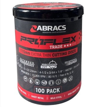 Abracs Proflex Thin Cutting Disc 115 x 1 x 22mm - PFET11510FI-100