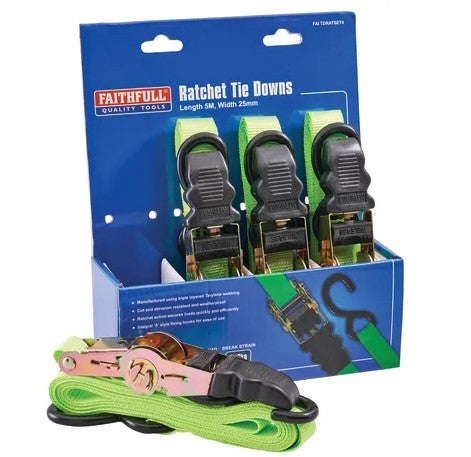 Faithfull 4 Piece Ratchet Tie Down Set - XMS24RATCHET