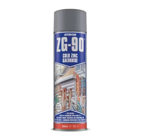 Action Can ZG90 Cold Zinc Galvanising Paint Silver 500ml