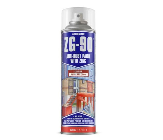 Action Can ZG90 Red Galvanising Paint 500ml