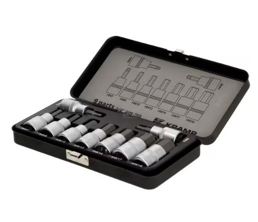 9pc 1/2" 6 Point Hex Bit Socket Set