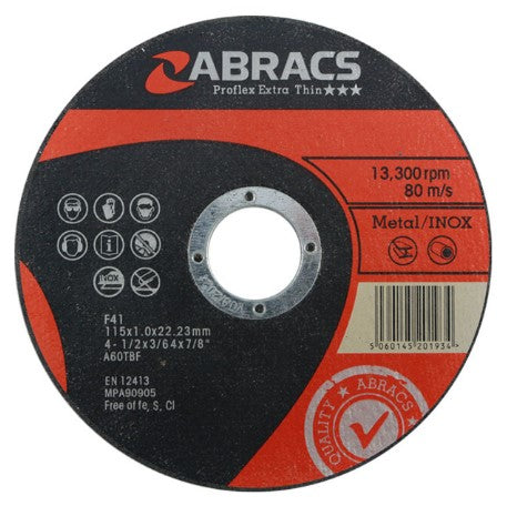 Abracs Proflex Thin Cutting Disc 115 x 1 x 22mm - PFET11510FI