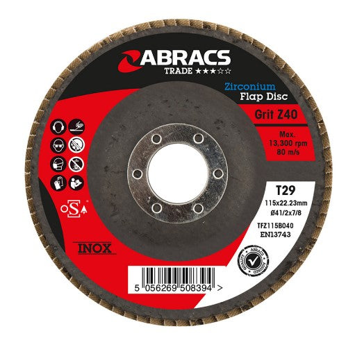 Abracs Proflex Trade Zirconium 40 Grit Flap Disc - FZ115B040