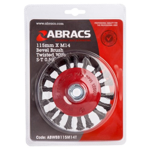 Abracs 115MM x M14 Twisted Knot Bevel Brush - ABWBB115M14T