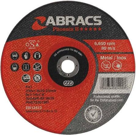 Abracs Phoenix Thin Cutting Disc 230 x 1.8 x 22mm - PHET23018FI