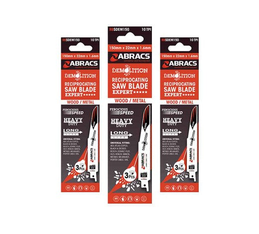 Abracs Demolition Reciprocating Saw Blades 3pk - RBSDEM225
