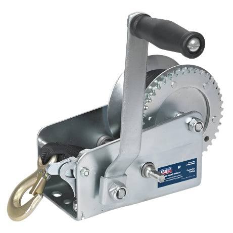 Sealey Geared Hand Winch with Webbing Strap 900kg Capacity - GWW2000M