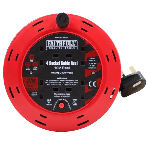 Cable Reel 240V 10A 4-Socket 10m
