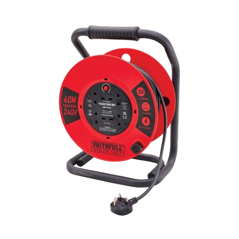 Faithfull 40m 13A Heavy Duty Cable Reel - XMS25CR40M