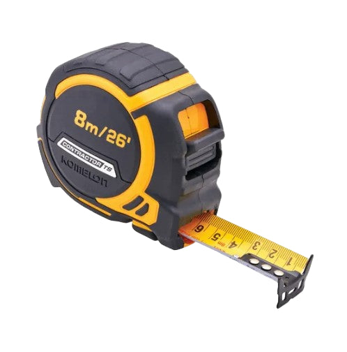 Komelon 8m (26ft) Contractors Tape With Free Belt Clip - XMS25PROTAPE