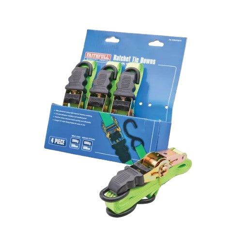 Faithfull 4 Piece Ratchet Tie Down Set - XMS25RATCHTD