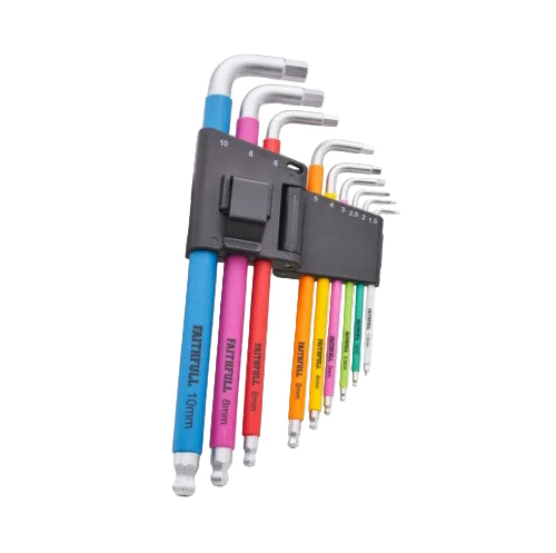 Faithfull 9 Piece Colour Coded Hex Key Set - XMS25HEXKEY