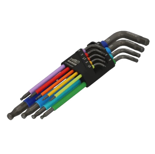 Bahco 9pc Metric Long Ball End Coloured Hex Key Set - C1997LM/9P