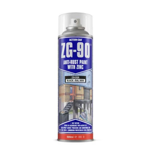 Action Can ZG90 Black Galvanising Paint 500ml