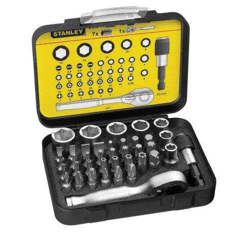 Stanley 1/4" Ratchet, Bit & Socket Set 39pc