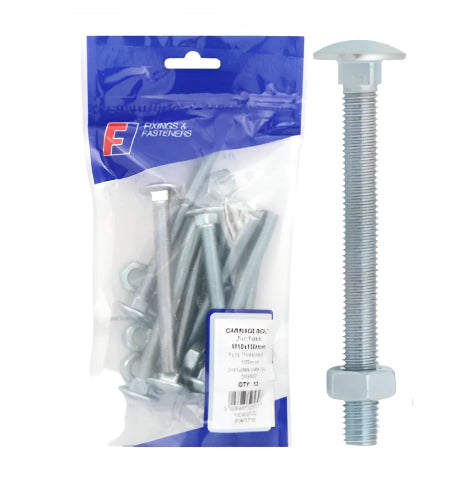 Forgefix Carriage Bolt and Nut - M12 x 240mm 5pk