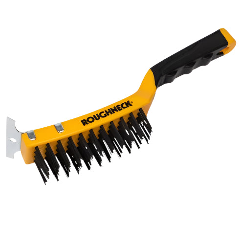 Roughneck Carbon Steel Wire Brush Soft Grip with Scraper - 52-042